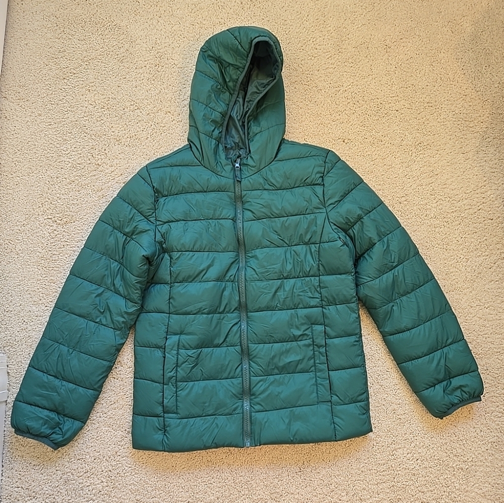 THEREABOUTS Kids Unisex Size 14-16 Green Hooded Puffer Jacket